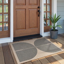 Lahome Rainbow Easy Jute Rug, 32"x48" Outdoor Mat Non Slip Door Mat Indoor Entrance, Farmhouse Neutral Lightweight Non Shedding Low Pile Throw Rug for Kitchen Entry Foyer