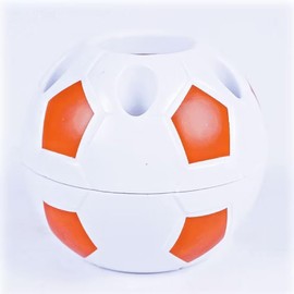Aoerway Pen Rack 2 Packs，Holder Soccer Shape Desktop Ornament for New School Season or Birthday Stylish Pencil Holder (Orange-White)