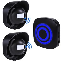 Passage Alarm, HommyFine Shop Bell Wireless Alarm System with Motion Sensor, Access Detector, Motion Bell with 38 Ringtones, Driveway Alarm Set with Blue LED Display