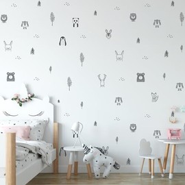 Calcomanías de pared con diseño de animales para niños pequeños y selva con adorables diseños de animales de safari. Pegatinas de pared para bebé fáciles de aplicar. Diseñado por
