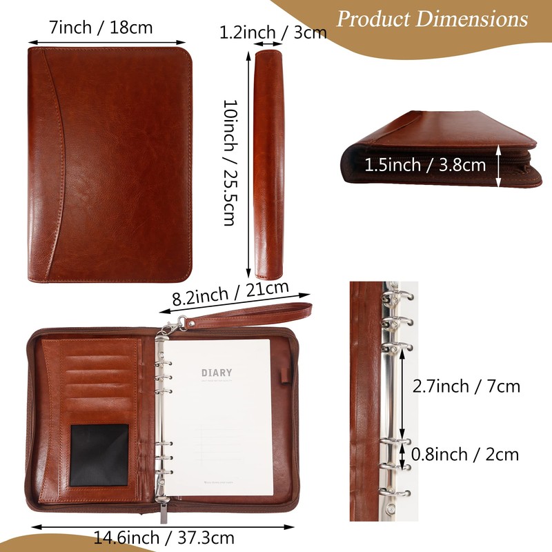 GraduationMall A5 Writing Case with Ring Binder Zip Portfolio Clipboard
