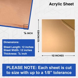 Duco USA-Made Clear Cast Acrylic Sheet 1/8 Inch Thick 12" x 12" - 1 Pack of Transparent Plexiglass Sheet - Lightweight Acrylic Board for Window Replacements, Displays, Signs, and More