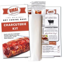 UMAi Dry Charcuterie Kit, Dry Curing Meat Kit Incl. 3 Large & 2 Small Dry Age Bags for Meat, Instacure #2 & Juniper Berries, Create Gourmet Charcuterie Boards in Your Refrigerator Over 1-6 Months