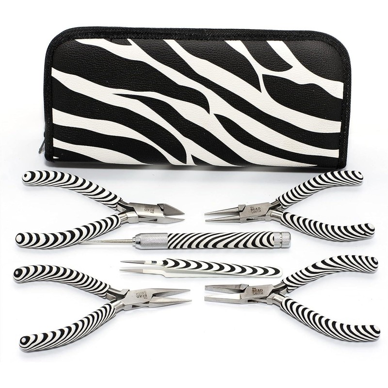The Beadsmith Zebra Print Tool Kit – 6 Pieces: Chain,
