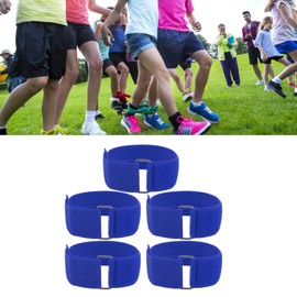 Tissting 3 Legged Race Band, Pack of 5 3 Legged Race Bands, Three-Legged Race Durable Solid Elastic Tie Rope Colourful for Adults Birthday Carnival Party Field Day Outdoors (2#) (Blue)