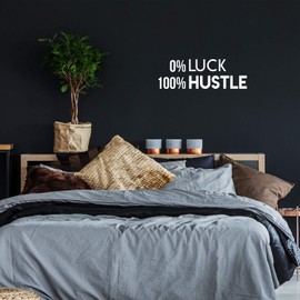 Vinyl Wall Art Decal - O Luck 100 Hustle - 10" x 30" - Trendy Motivational Quote for Home Bedroom Closet Office Workplace School Classroom Decoration Sticker