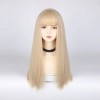 Peluca Rubia Natural Larga Pelo Liso Cosplay Mujer Dama
