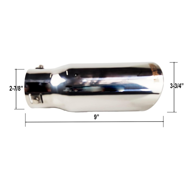 NETAMI Universal Exhaust Tip Stainless Steel Resonated Chrome Polish Bolt-on