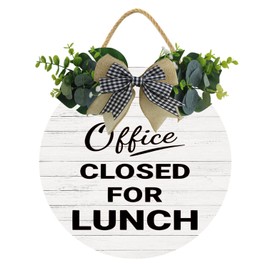 KPSheng Out For Lunch Sign, Office Closed For Lunch Wood Door Sign For Dining Break Room,Food Kitchen,Office Work,Wood Sign,Business Sign,12inch by 12inch