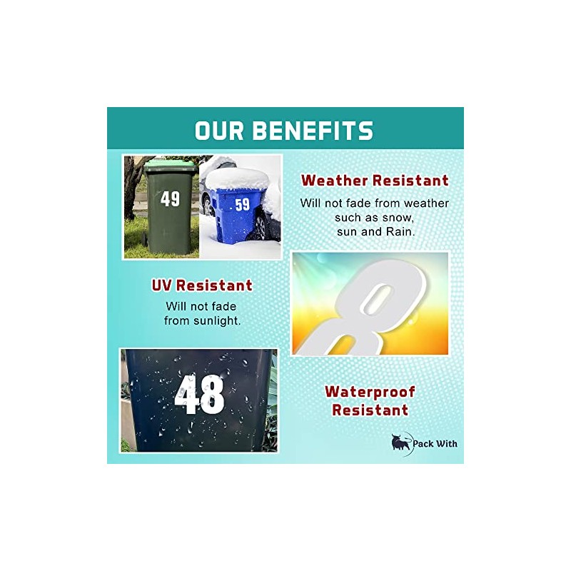 Packwith Pack of 4 Plain Bin Stickers for Wheelie Bins