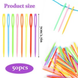 Disnace Plastic Sewing Needles for Children, Pack of 50 Plastic Needles Embroidery Needles Weaving Needles Plastic Sewing Needles with Large Eye, Blunt Needle for Children Sewing Craft Needle Projects