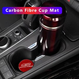 Mugen 2Pcs Mugen Red Carbon Fiber Car Cup Holder Pad Water Cup Slot Non-Slip Mat