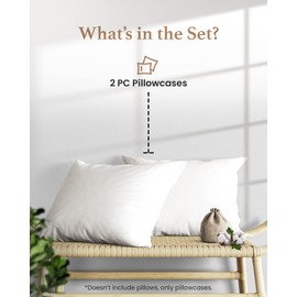 Good Sleep Bedding 1000 Thread Count 100% Egyptian Pillow Cases, Long-Staple 100% Cotton, Sateen Weave 2 Piece Queen/Standard White