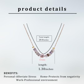 JBAERD Colorful Natural Stone Necklace, Adjustable Healing Birthstone Beaded Pendant Necklace Delicate Crystals 7 Chakra Energy Charm Chain Jewelry Gifts for Women - with Gift Box, Stone, Quartz