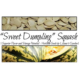 “Sweet Dumpling” Squash Seeds – Great Flavor and Storage Squash – Harvest in Days | Never GMO, Always Heirloom and Open-Pollinated | USA Grown Seeds by Liliana's Garden |