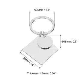 PATIKIL 4 Pieces Metal Stamping Blanks Metal Keychain Blanks Square Die Cut Label Blanks Stainless Steel DIY Round Name Tags for Laser Engraving Silver Tone