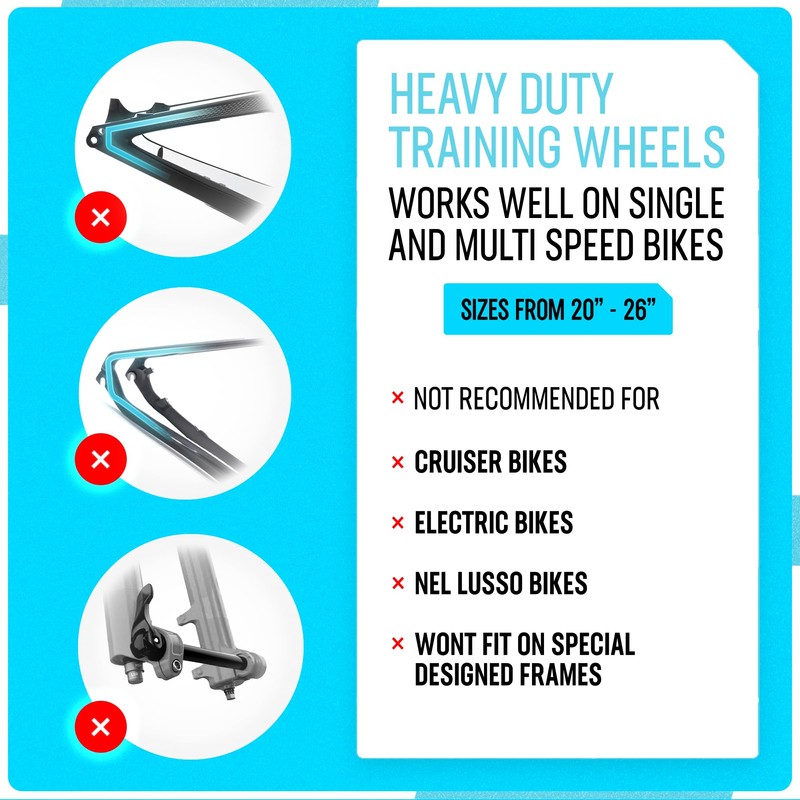 Heavy Duty Adjustable Training Wheel, Fits 24 to 29 Inches