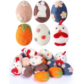Moukeren 18 Pcs Felted Easter Eggs 2.4 in Tall for Easter Hunt, Basket Stuffers Fillers, Classroom Prize Supplies Surprise, Filling Treats, Party Favor, Hanging Ornaments Easter Tree Decor (Rustic)