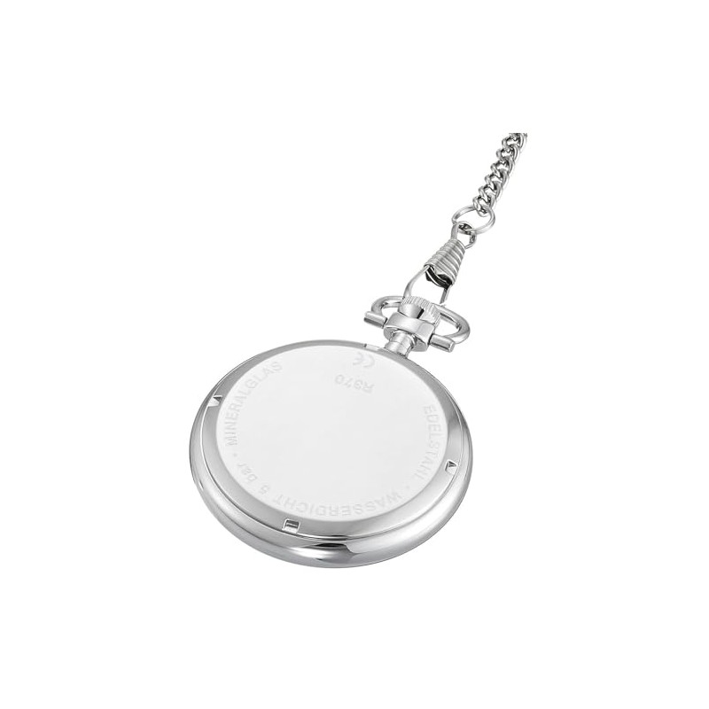 PUREgrey Klassische Taschenuhr mit Kette, Edelstahl, 5 bar wasserdicht, Datumsanzeige,