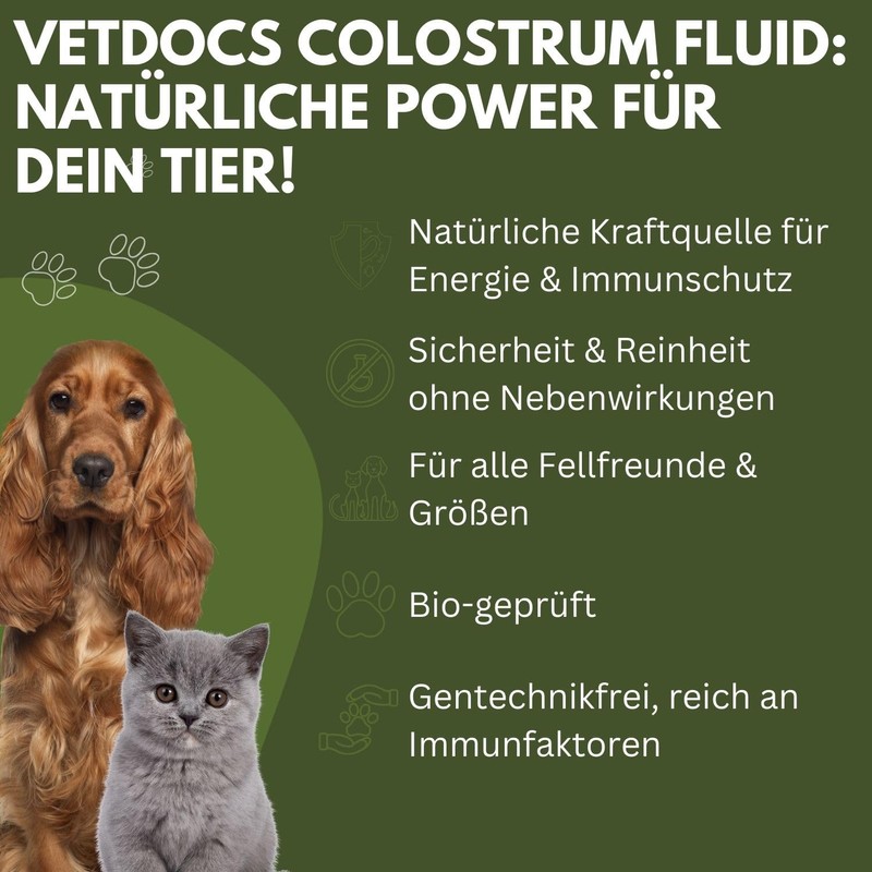 vetDocs Organic Colostrum Liquid, Colostrum Dog, Colostrum Cat with Powerful