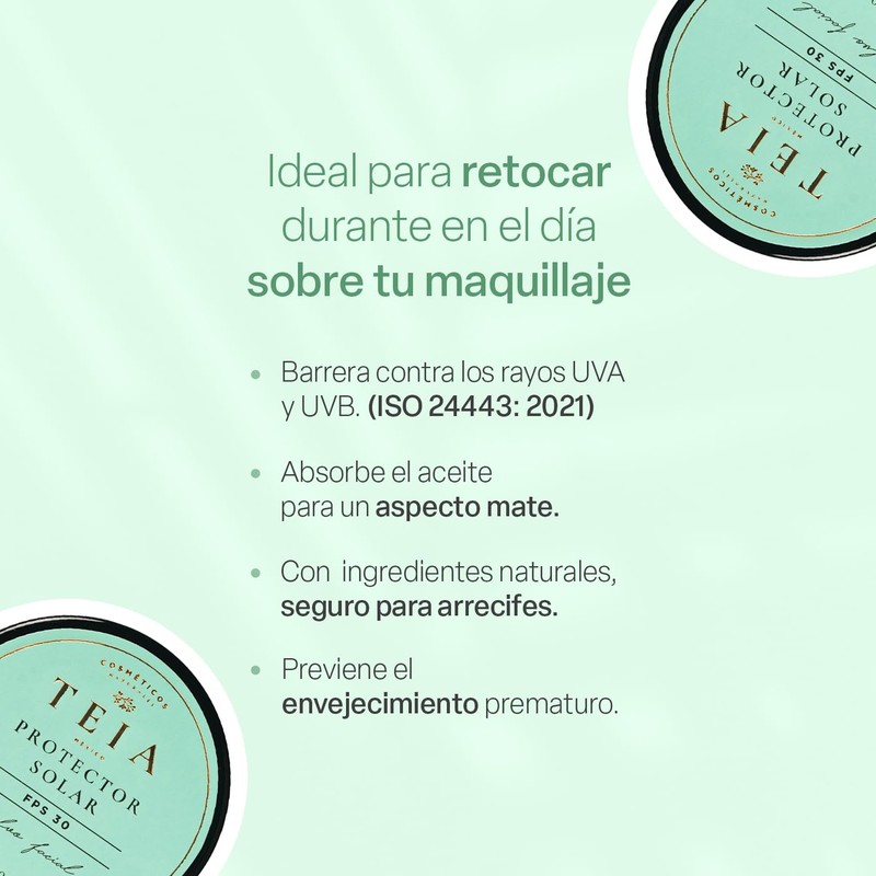 Teia cosméticos, Protector facial en polvo 30FPS 100% mineral… (Bronceado)