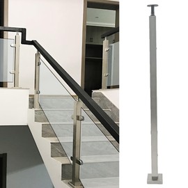 LIUCHONGYANG99 2PCS Glass Railing Post 42"x1.5"x1.5" Stainless Steel Satin Finish, for Stairs and Deck handrails，can be Installed on Wood or Concrete Floor. (40MM*40MM, End Post)