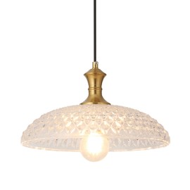 Island Pendant Lights for Kitchen, Clear Glass Pendant Light Fixtures, Modern Farmhouse Hanging Pendant Lights for Kitchen Island Sink Dining Room Bedroom Cafe bar, E26 Base (Transparent, 1 Pack)