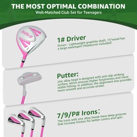 1GoTo-G Kids Golf Clubs Set, Youth Golf Clubs Junior Set Ages 9-12 Includes Stand Bag, 1# Drive, 7#, 9# PW# Irons and Putter Right Hand for Boys Girls