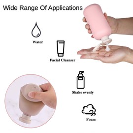Travel Shampoo Bottles 2 Pcs with Flip Cap and Pump, Travel Bottles for Toiletries 200ml, Empty Leak Proof Squeeze Travel Containers, for Toiletries,Shampoo and Conditioner (Pink+Blue)