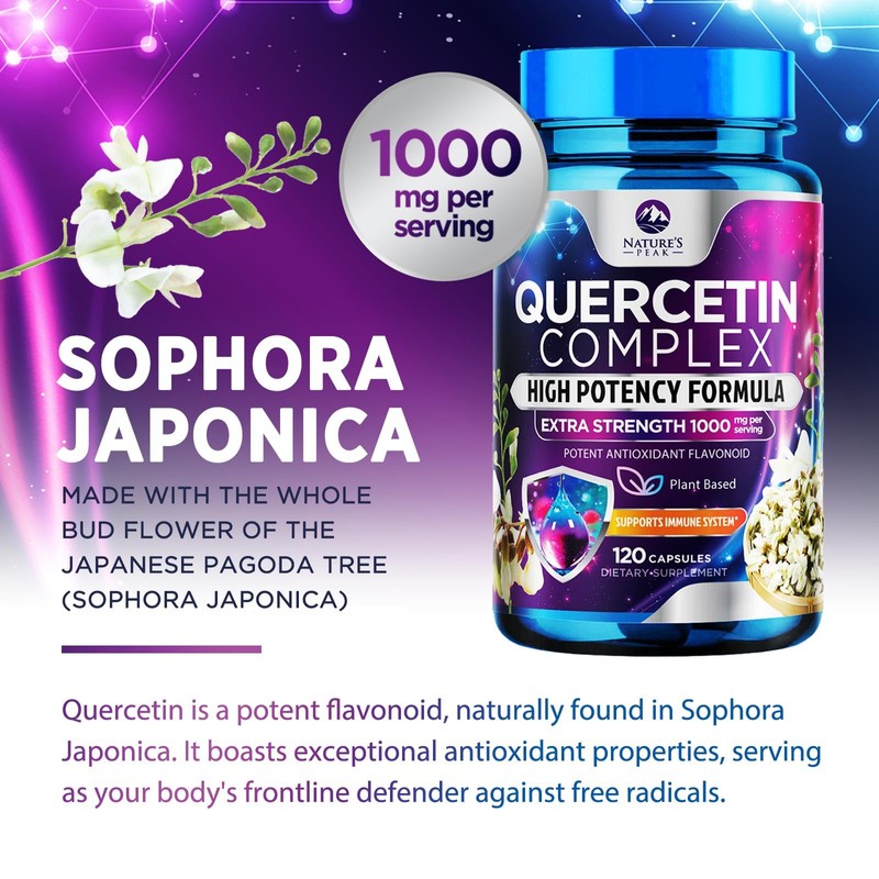 Quercetin Capsules 1000mg, with Ultra Strength Complex - Health Antioxidant