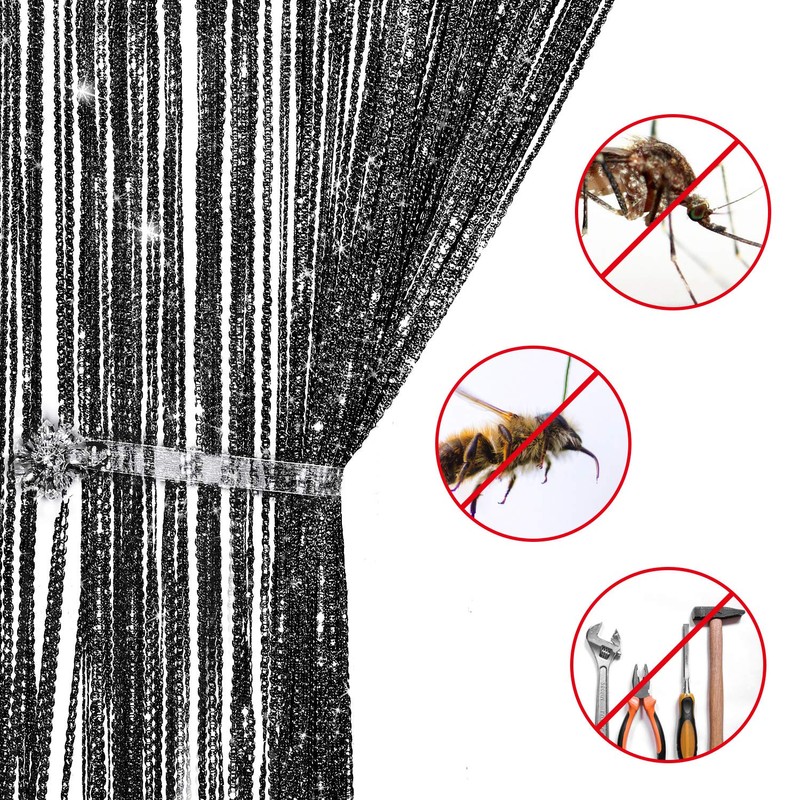 Sinmoe 2 Pieces Glitter String Curtain Panels Cotton String Curtain