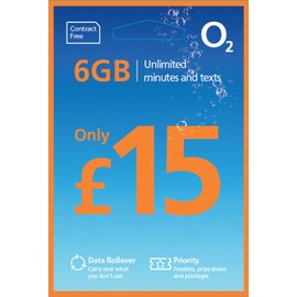 O2 Pay As You go sim card, BIG BUNDLE 15 tariff - sims can be used with any O2 tariff