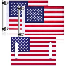 Fanfanwin 3 Pcs Microfiber Golf Cart Seat Cover Golf Cart Flags Set American Flag with Elastic Strap Bracket Portable Patriotic Cushion Cover for Golf Cart Accessories