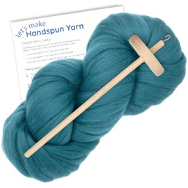 Learn to Spin - Beginner's Spinning Kit with Drop Spindle and Merino Pencil Roving. Choose Your Color and Make Yarn! Color: Everest