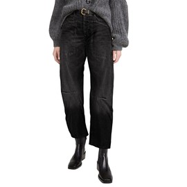 EVALESS Barrel Jeans Women Trendy 2025 Stretchy High Waisted Wide Leg Boyfriend Baggy Jean Black Size 4