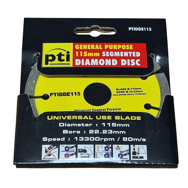 PTI Angle Grinder Discs - 115mm Diamond Metal Cutting Disc,