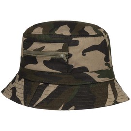 Lipodo Camouflage Bucket Bucket Hat Women/Men (55-60 cm) - Fishing Hat with Zip Pockets - Cotton Bucket Hat - Fabric Hat in Camouflage Pattern Spring/Summer, camouflage