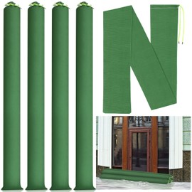 Threan 4 Pcs Long Canvas Sandbags for Flooding Sand Tube Bags Flood Protection Thickened Reusable Rain Wind Flood Barrier with Elastic Band Water Barrier Tube for Door Rain Control, Green (6 ft)