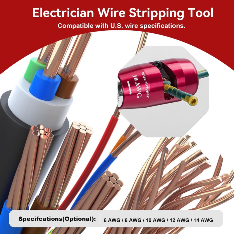 Wire Stripping for Drill, Wire Twister Tool for Drill, 14/12/10/8/6