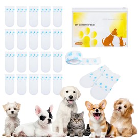 20 Pcs Disposable Dog Boots Paw Protectors, Waterproof Dog Shoes for Small Size Dogs, Adjustable Self-Adhesive Bandage, Dog Booties for Outdoor & Indoor Walking, Dog Feet Covers, Dog Disposable(M)