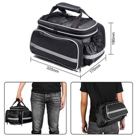 BODECIN Bicycle Pannier, Outdoor Waterproof Multi- function Portable Bicycle Pack Bike Pannier Carrying Luggage Package Rack Panniers Rear Seat Trunk Bag with Rainproof Cover(Black)