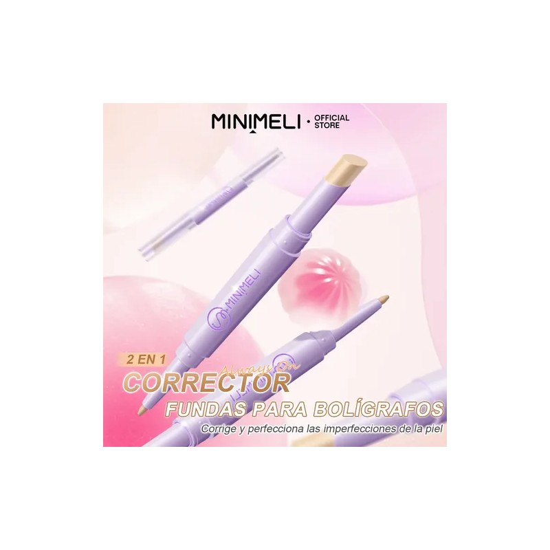 Minimeli Corrector En Lápiz 2 En 1 Alta Cobertura Waterproof
