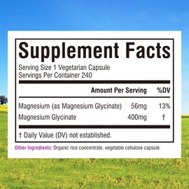 Innate Vitality Magnesium Glycinate 400mg, Non Buffered & High Absorption Magnesium Supplement for Sleep, Relaxation, Heart & Bone Health for Men & Women, Non-GMO, No Gluten, 240 Vegan Capsules