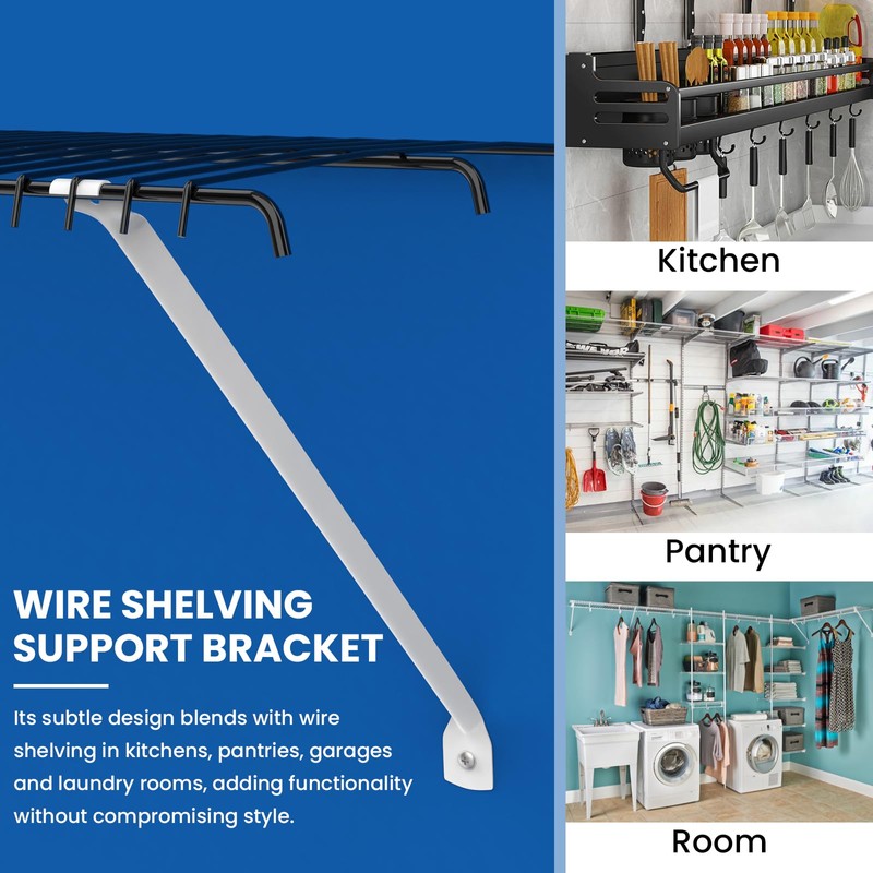 MILYARD 12 Inch Wire Shelf Brackets Kits, Closet Support Rod