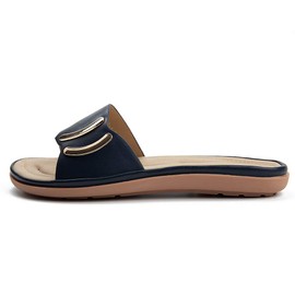 HARENCE Sandalias de verano para mujer, estilo bohemio, estilo casual, estilo gladiador, con correa al tobillo, sandalias de plataforma para exteriores, Azul marino, 8 US