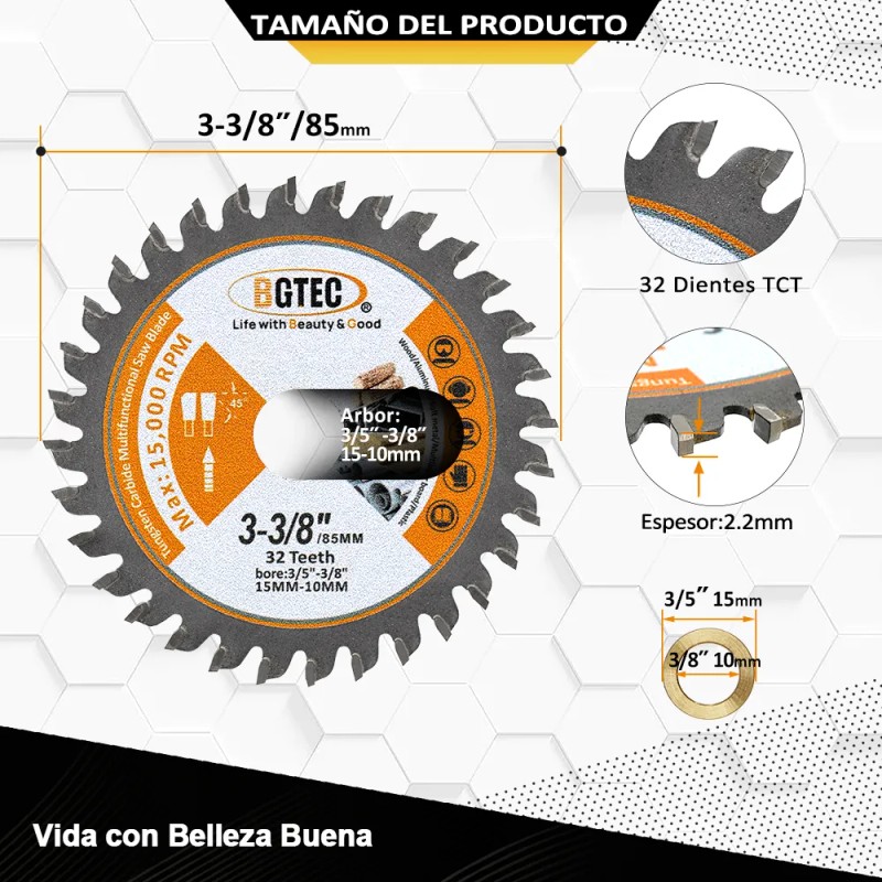 Disco De Sierra Circular Tct 4pzs 3-3/8pole. Madera Plástico