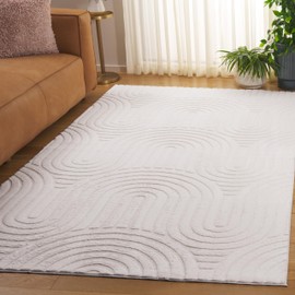 SAFAVIEH Washable Rug Faux Rabbit Fur Shag Collection - 5' x 7', Ivory, Slip Resistant & Easy Cleaning, Ideal for Living Room, Bedroom, Kids Playroom, Nursery, Dining Space (FRF881A)