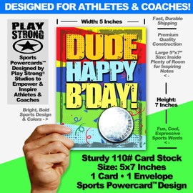 Play Strong DUDE LACROSSE Happy Birthday Sports Powercard 1-Pack (5x7) Sports Birthday Cards Greeting Cards Awesome for Lacrosse Players, Coaches and Fans!