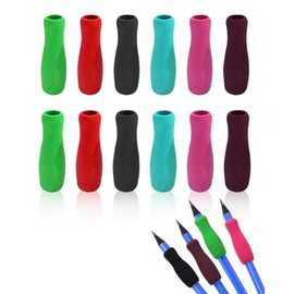 12Pcs Colour Special Supplies Foam Pencil Grips Soft Foam for Adults, Paint Brush Holder Ergonomic Open Slip Insert Pen Right Left-Handed Use for Drawing,Handwriting,Coloring Education and Crafts