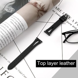 Compatible with Spade & Co Health Smartwatch 4 bands, Slim Vintage Leather Strap Replacement Compatible with Spade & Co Health Smartwatch 4 1.85 Inches (Black, 22mm size band)